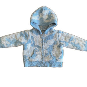 NWT Barefoot Dreams Blue Camo Zip Hoodie 6-12 Months